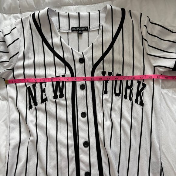 Harper & Ivy New York Pinstripe Baseball Graphic Short Sleeve Tee Size XS New - Picture 5 of 7